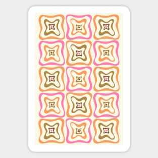 Retro Groovy Pattern Pink, Orange, Brown, Cream Sticker